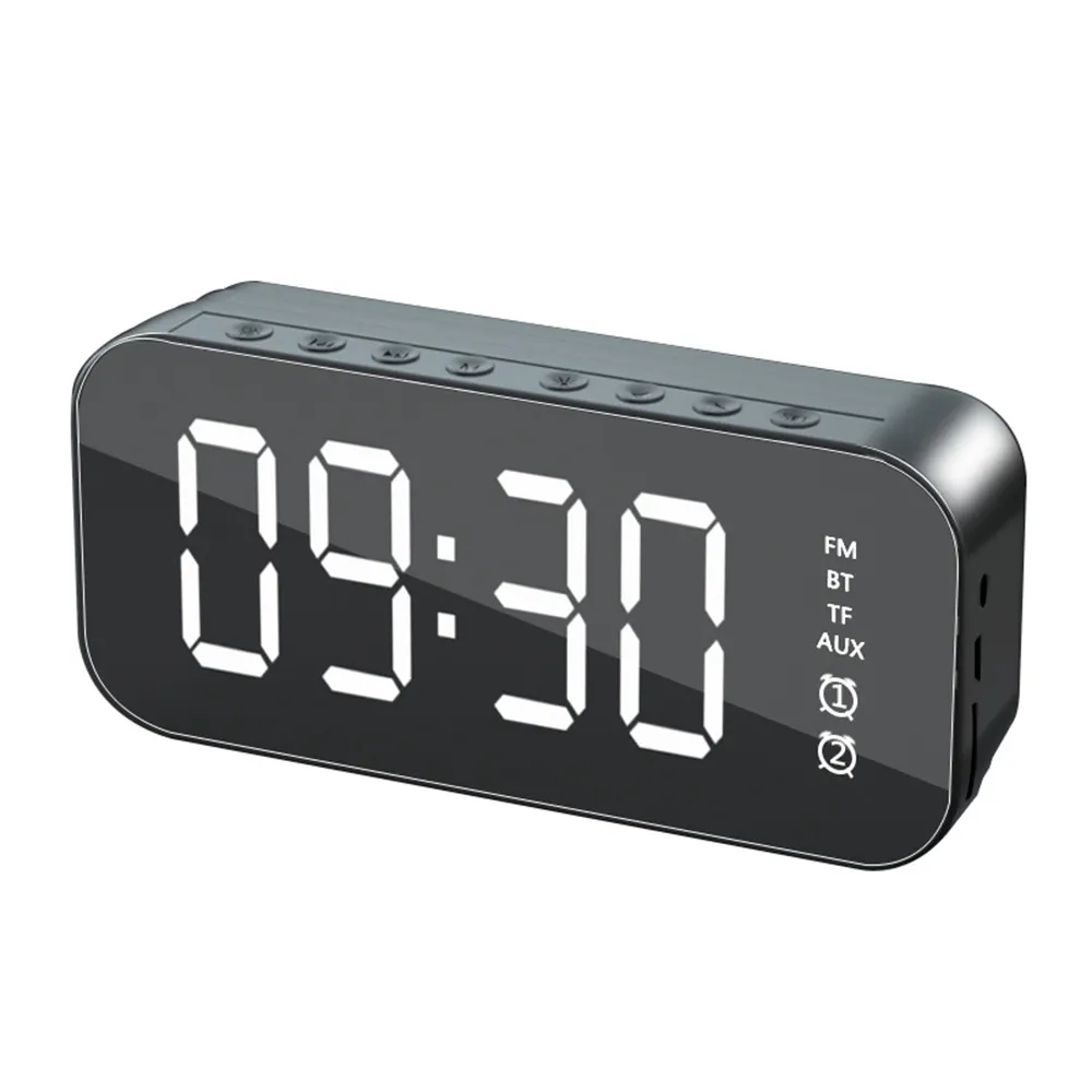 Penjualan Laris 2022 Jam Alarm Mini Speaker Cermin Radio LED Portable Speaker Subwoofer Nirkabel