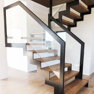 ग्लास रेलिंग डबल बीम सीढ़ी स्टील लकड़ी घर आंतरिक निर्माण सर्पिल सीढ़ी द्वैध मचान सीढ़ी अनुकूलन - Product Image 2