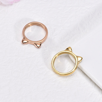 Bijoux simples - bague pour femme en acier inoxydable avec oreilles de chat mignonnes - bague pour l'index - décoration pour la main - en stock