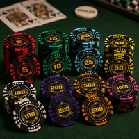Jetons de poker en céramique personnalisés 39mm 10g Bordure Couronne de Laurier Effet Rayon de Soleil Ensemble de 5 à 1000 MOQ 100 Conception Gratuite Vente en Gros Club