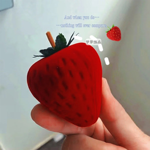 Cute Strawberry <b>Ring</b> <b>Box</b> Red Pink ABS Cartoon Jewelry Storage <b>Box</b> 4.5x5.5x5cm Heart Shape For Gift And Engagement - Product Image 1