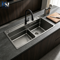 Évier de cuisine intelligent de haute qualité à cuve profonde, évier cascade avec accessoires