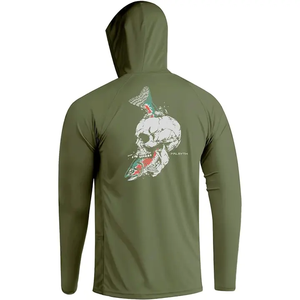 <span class=keywords><strong>Pull</strong></span> à capuche de pêche en coton personnalisé de couleur verte - Product Image 6