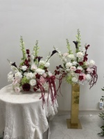 F118 Centre de table en soie artificielle jaune, boules de fleurs d'hortensia et de roses, chemin de table pour allée de mariage, décoration pour fêtes, hôtels et mariages