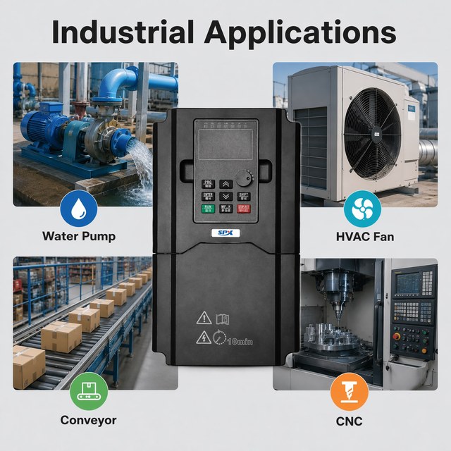 SPX 3-Phase V/F Control Inverter VFD Drive 220V 0.5-30Kw 22Kw AC400V Frequency Inverter VFD for Industrial Motor Speed Control