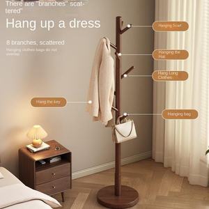 Perchero <span class=keywords><strong>de</strong></span> pie opcional para abrigos, <span class=keywords><strong>de</strong></span> madera, que ahorra espacio, para colgar ropa y sombreros en esquinas. - Product Image 3