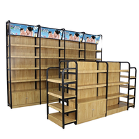 Étagère en bois d'acier de haute qualité utilisée pour l'affichage de divers types d'étagère de boutique de grain de bois de marchandises de supermarché