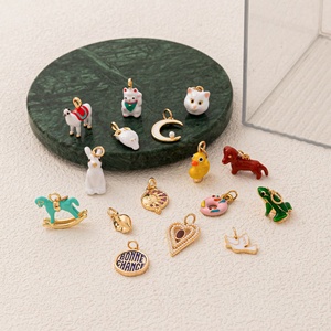 Maravillas Caprichosas <span class=keywords><strong>para</strong></span> Niños |   Dijes de Esmalte, Dijes de Latón Chapados en Oro de 18K <span class=keywords><strong>para</strong></span> la Fabricación de Joyería DIY |   Lindo y Juguetón Colgante Infantil con Forma de Animal - Product Image 5