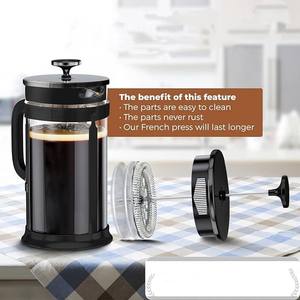 Macchina da caffè stampa francese 34oz stampa francese in acciaio inox 304 facile da rimuovere Design doppio filtro spesso <span class=keywords><strong>Pyrex</strong></span> vaso di vetro - Product Image 6