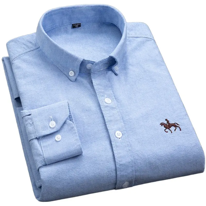 Men's Regular Fit Collar Dress Shirt School Uniform Long Sleeve Striped Cotton Shirt Comfort Stretch
