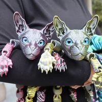 FUSEJOY Grenzüberschreitender Neuer Bestseller Riesige 3D-gedruckte Haarlose Katzenfigur mit Beweglichen Gelenken Dekoratives Geschenk für Altersgruppe 12+