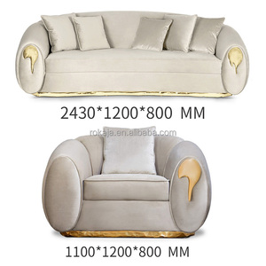 Thiết kế sang trọng bằng đồng da sofa Set hiện đại 1 2 3 chỗ ngồi sofa Trung Đông biệt thự phòng khách phong cách Mỹ cắt ghế - Product Image 6