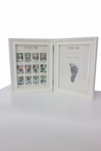 Kỷ Niệm Quà Tặng Năm Đầu Tiên Của Em Bé Mdf 12 Tháng Dấu Tay Và Dấu Chân Khung Ảnh Bùn Cọ Xát Khung Ảnh Với Chân In - Product Image 5