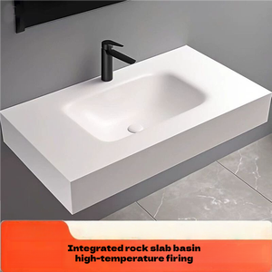 Customized seamless ceramic hot bending integrated basin rock slab intelligent mirror wall hanging <b>oak</b> bathroom cabinet - Product Image 5