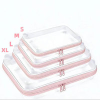 4 pochettes transparentes à fermeture éclair, sacs de rangement en plastique transparent pour cosmétiques de voyage, articles de toilette, rangement de jouets