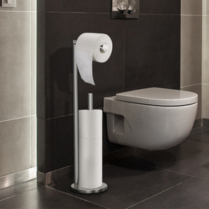 Porte-papier toilette en acier inoxydable sur pied, <span class=keywords><strong>support</strong></span> doré pour rouleaux de papier toilette avec base lestée - Product Image 2