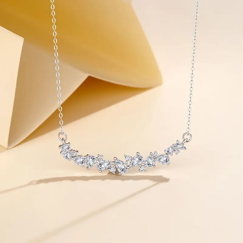 Colar de prata esterlina 925 Wistaria Sorriso com pingente de diamante Moissanite para mulheres, joia banhada a ródio 18K, novo estilo