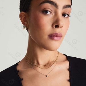 Gemnel 925 Sterling Silver Dainty Minimalist Mini <strong>Heart</strong> Pave <strong>Black</strong> Diamond Necklace for Girl - Product Image 3