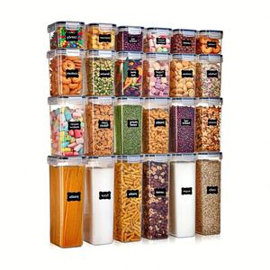 24 Pack Set Injection-Molded Rectangle Airtight Eco-Friendly Transparent Plastic American Style <b>Kitchen</b> Organizers Dry <b>Storage</b> - Product Image 1