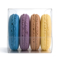 Boîte cadeau carrée transparente en PET personnalisée, matériaux recyclés, revêtement UV, logo/design graphique OEM, qualité alimentaire, autocollants certifiés ISO