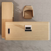 Ensemble de bureau de direction moderne et luxueux avec bibliothèque assortie, panneau LED intégré, montage facile, rangement écologique