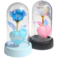 Ornamen Bunga Mawar Emas Akrilik Plastik Mini Modern Bercahaya, Hadiah Kreatif untuk Hari Valentine, Hari Guru, Hari Tanabata