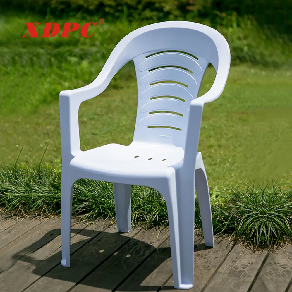 Colorful kitchen white stacking plastic chairs with armrest