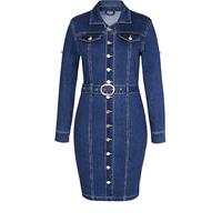 Dernière conception de robe bleue Jupes en jean longueur au genou pour filles pour femmes Jeans côtelés Robes longues à boutonnage multiple pour femmes