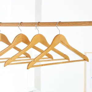 Groothandel Hoge Kwaliteit Washangers Kleding Pak Non Slip Hout Hanger Met Chroom Haak