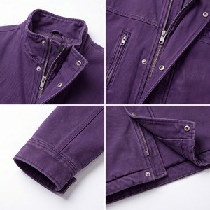 Custom Heavyweight Washed <b>Canvas</b> <b>Jackets</b> <b>Mens</b> Vintage Embroidered Stand Collar Zip Up Cargo Workwear Outerwear Coats TKAN8095 - Product Image 4