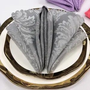Premium Polyester Square Damask Cloth Table Napkins For Wedding Party