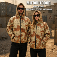 MITO Woobie 100% Nylon Quilted Puffer Hoodie Snow White Camo Insulated Pullover OEM ODM Fabricant de vêtements d'extérieur