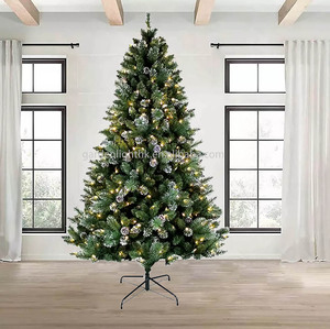 6FT Premium Vert Aiguille Artificielle Arbre De Noël Pommes De Pin LED Lumières Base En Métal Haute Qualité Écologique Intérieur Décor pour - Product Image 5