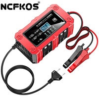 NCFKOS Chargeur de batterie intelligent pour voiture et moto BC-1206 Chargeur de batterie 12V Chargeur de batterie au plomb 6A Prise automatique UE Entrée AC