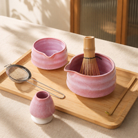 Ensemble d'outils de préparation du matcha en gros, kit de cérémonie du thé traditionnel, chawan en céramique, accessoires en bambou, emballé dans un coffret cadeau personnalisé