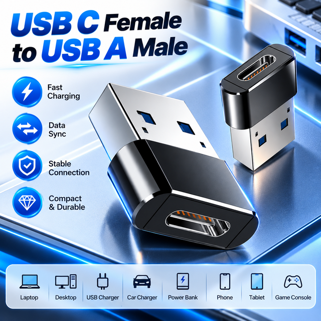USB C Female to USB a Male Adapter USB 2.0 Type C Converter OTG Connector for Laptop Computer Charger USB Devices