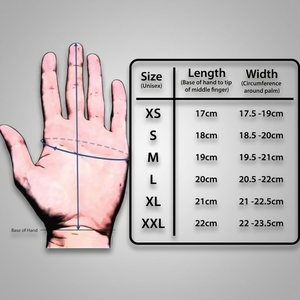 Gants de moto unisexes en cuir à doigts entiers avec fermeture auto-agrippante pour l'été - Guide des tailles et des mesures - Product Image 3