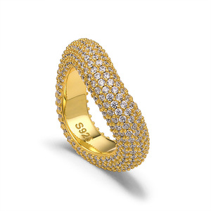 Bague en argent sterling S925 pavée de zircons, modèle 2026, très tendance, pour femme, luxueuse, polyvalente, bicolore, pour banquets - Product Image 1