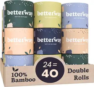 Dust Free Cheap Mega 3 ply 24 rolls 275 Sheets Organic Bamboo Pulp Toilet Tissue Paper Roll Soft Toilet Tissue