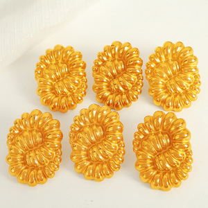 ต่างหูรูปดอกไม้โลหะผสมสังกะสีสีทอง EH426 เครื่องประดับแฟชั่นสำหรับผู้หญิง - Product Image 2