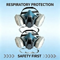Masque respiratoire en silicone demi-visage prêt à l'emploi pour la peinture au pistolet, les produits chimiques, le travail du bois - Contre les vapeurs organiques, la poussière et les particules