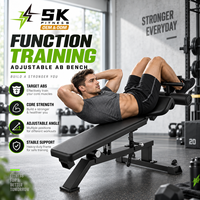 Banc Abdominal Réglable SK – Appareil d'Exercice Abdominal Inclinable – Banc de Sit-up Commercial pour Salle de Sport – Équipement de Renforcement Musculaire du Core