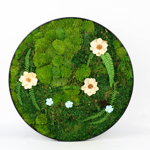 Cadre mural décoratif en mousse de renne naturelle véritable préservée, forme ronde, taille personnalisée <span class=keywords><strong>60</strong></span> cm, pour la décoration de la <span class=keywords><strong>maison</strong></span> - Product Image 1