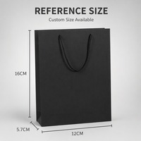 Sac cadeau en papier kraft noir avec poignées, logo personnalisé, plusieurs tailles, vente en gros, emballage pour cadeaux de fête, sac en papier, fabrication OEM