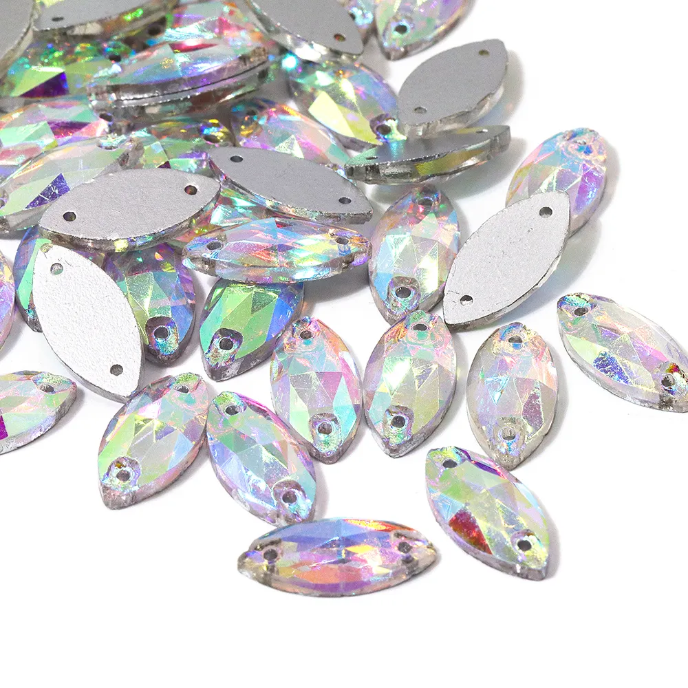 7*15Mm 11*18Mm Kristal Ab Paard Oog Naaien Strass Flatback Kristal Strass Voor Diy Naaien Op Kleding