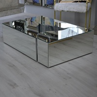 Glam meubles noir blanc miroir table basse fissurée en 3 pièces avec fissure dorée 2022 nouveau