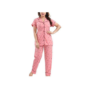 Conjunto de pijama de algodón orgánico 100% con Conjunto de pijama de salón con estampado personalizado, pijama de algodón para mujer, ropa de dormir para mujer de Bangladesh - Product Image 4