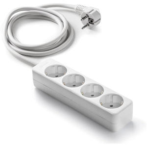 Multiprise 4 prises sans interrupteur, 5 m de longueur, 3G, câble de 1,5 mm, couleur blanche. - Product Image 1