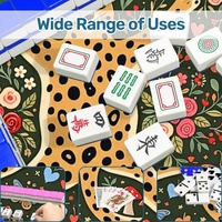 Alas Meja Mahjong Amerika Motif Macan Tutul Premium 800x800mm, Alas Permainan Neoprena Anti-Selip Peredam Kebisingan