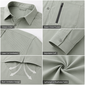 เสื้อตกปลาแขนยาวสำหรับผู้ชาย ป้องกันแสงแดด UPF 50+ น้ำหนักเบา เหมาะสำหรับเดินป่าและตกปลา - Product Image 2
